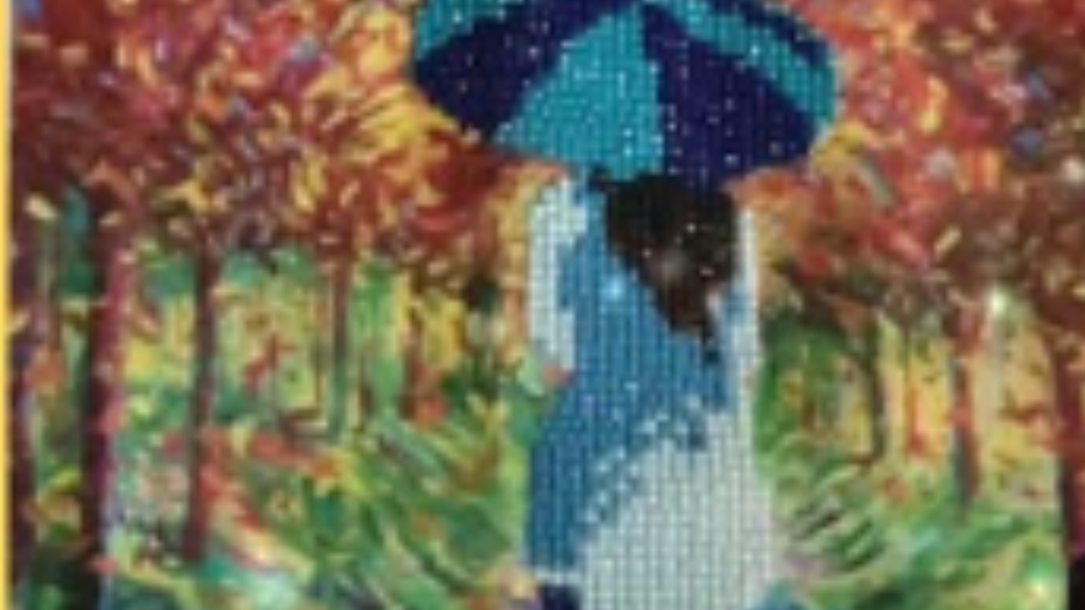 💎 Cuadro Diamond Painting de una Chica con Paraguas Bajo la Lluvia