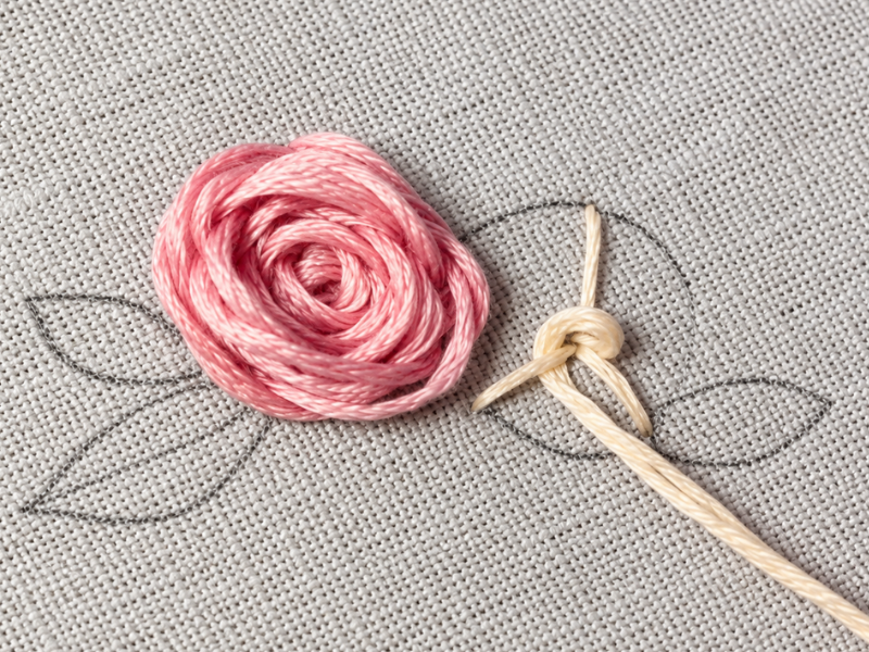 bordado de rosas en relieve